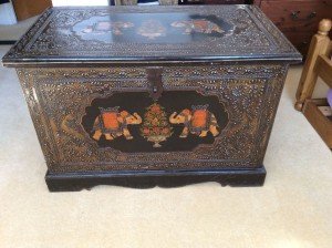 carved wooden chest