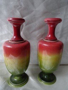 red and green vases