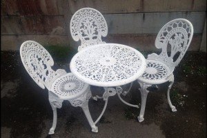 garden table and three chairs