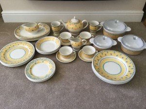 t dinner set in yellow