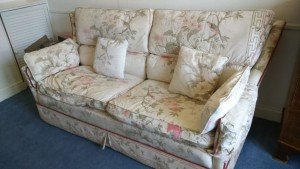 floral upholstered fabric sofa