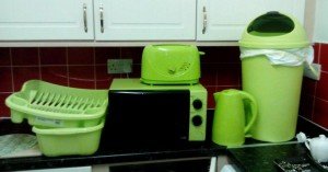 bright green kitchen appliances