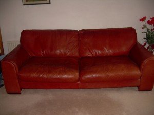 terracotta upholstered sofa