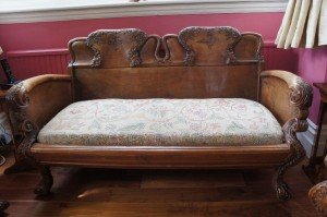 solid oak two seater sofa