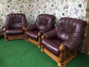 three vintage armchairs