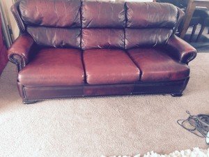 leather upholstered sofa