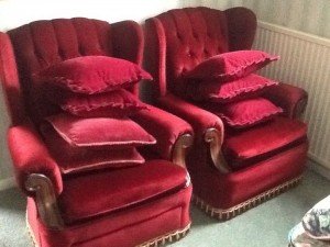 two vintage armchairs