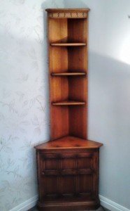 wood corner shelving unit