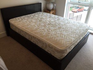 leather upholstered bed frame