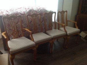 Beech carved dining chairs