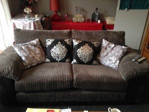 velour two seater sofa