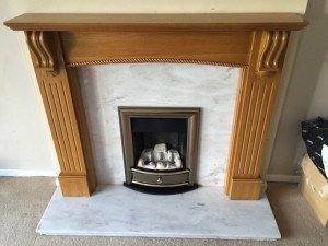 marble and oak fireplace