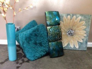 teal living room accessories