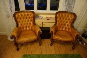 mahogany base armchairs