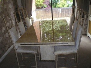 glass topped dining table