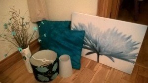 teal living room accessories
