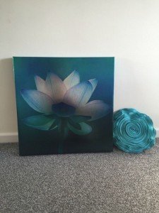 teal floral wall canvas