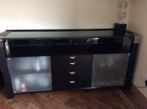 glass topped sideboard