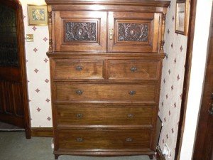 walnut tall boy chest