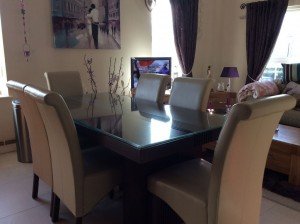 glass topped dining table