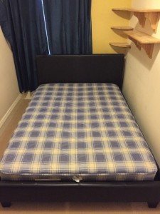 leather raised double bed