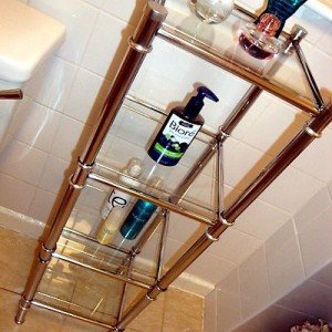 chrome bathroom shelving unit