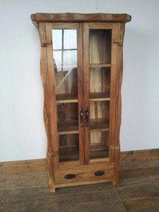 pine double display cabinet