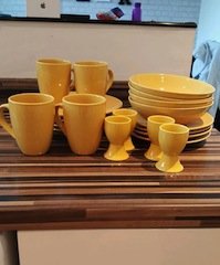 yellow dinner service