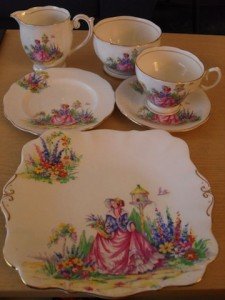 garden scene tea service